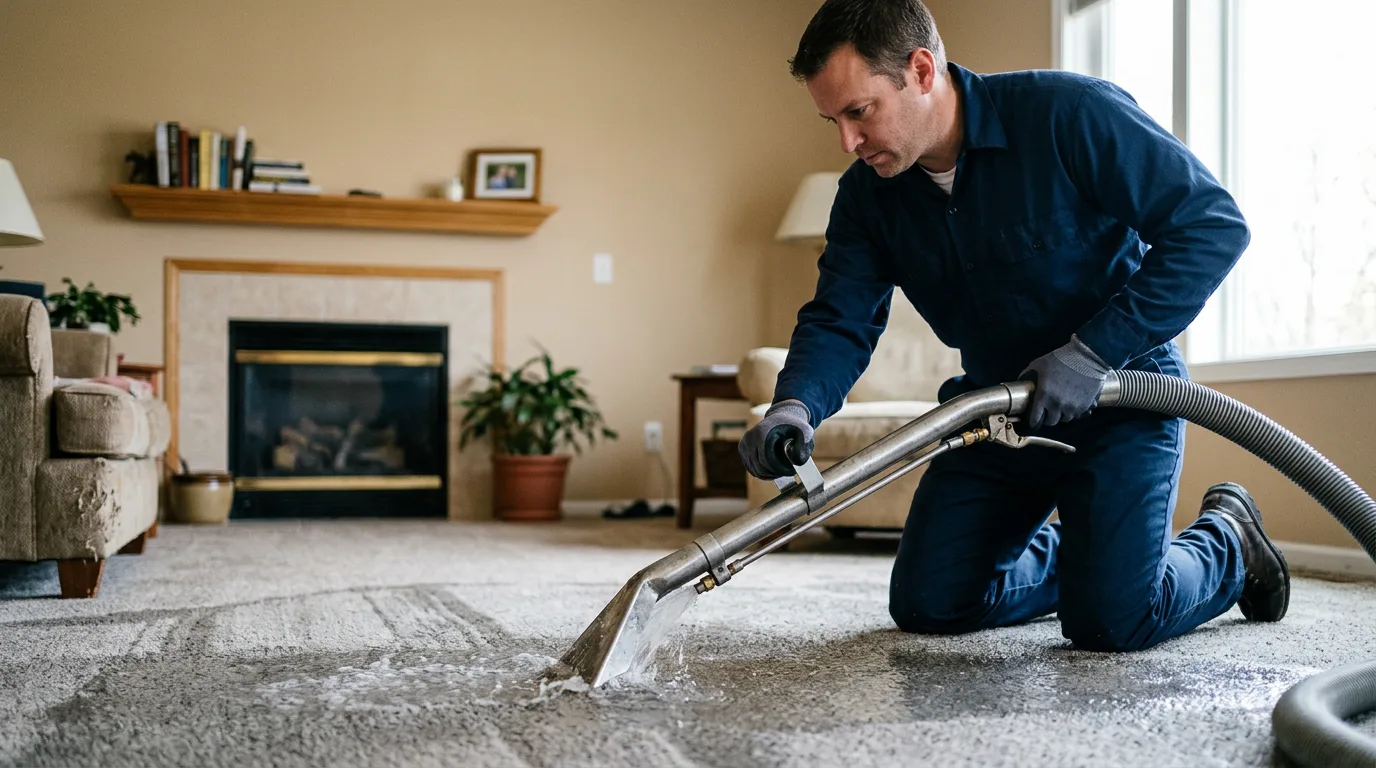 Water damage restoration technician working near Indian Wells, CA